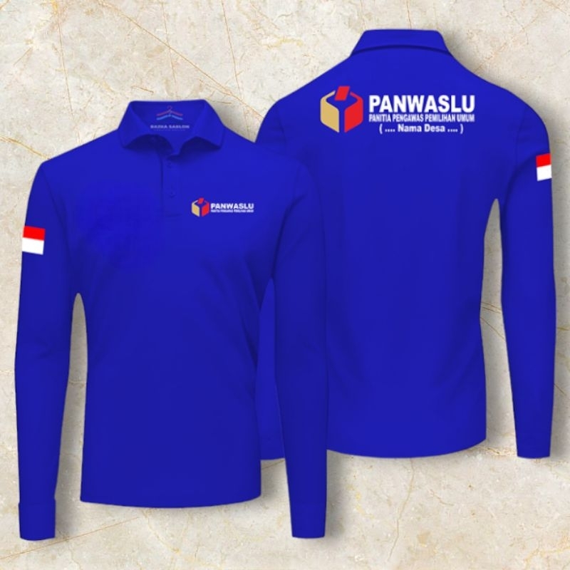 Kaos Krah BAWASLU Baju Bawaslu Biru Lengan Panjang