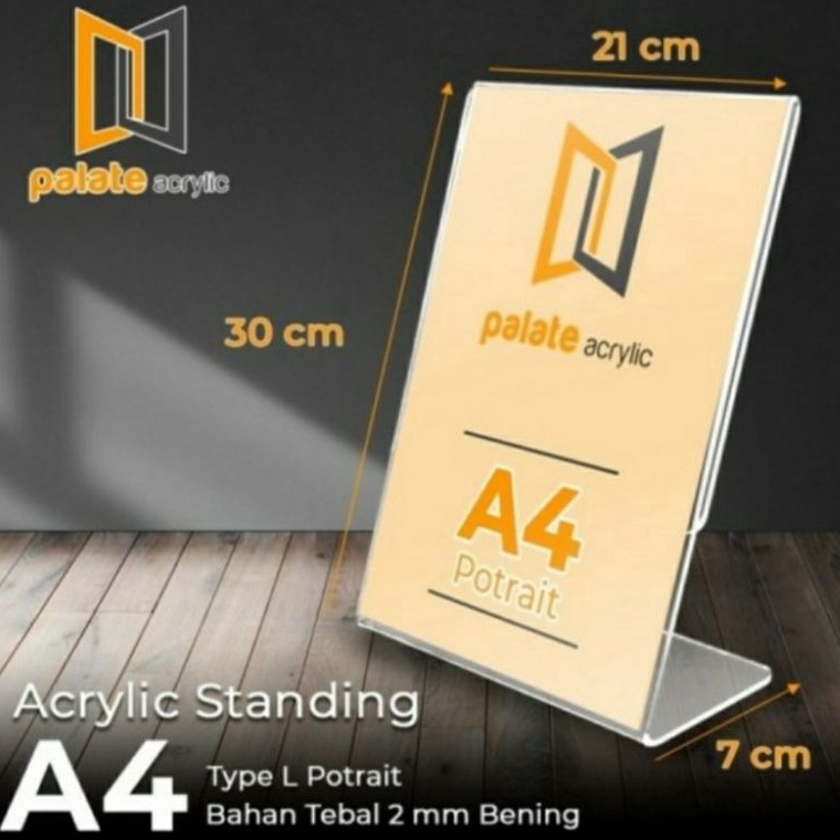 

KODE X56G Acrylic Akrilik tent card A4 21 x 3 cm model L Potrait tebal 2mm