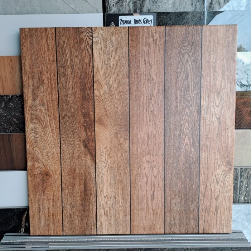 Keramik Kayu Parkit Matt / Keramik Mulia Signature / Keramik Kayu Dapur / 50x50 REDWOOD BROWN