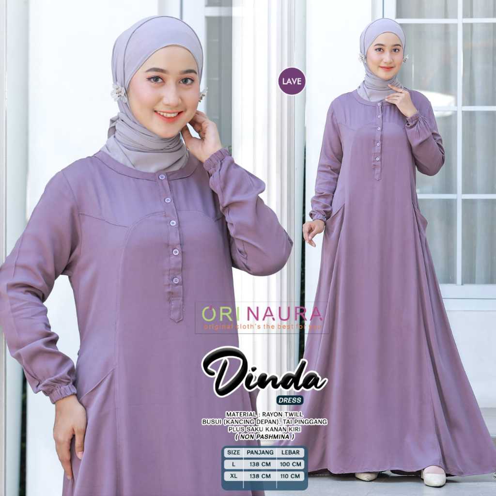 Dinda Dres Gamis Muslim Rayon Twill Premium Original Produk By Orinaura