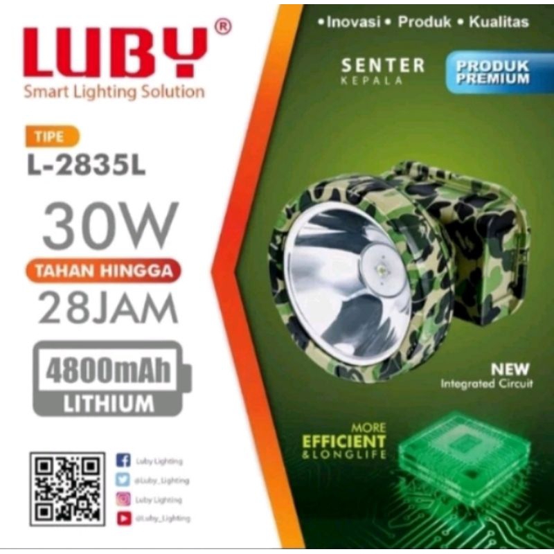 SENTER KEPALA LUBY 30 WATT L2835 CAHAYA PUTIH DAN CAHAYA KUNING
