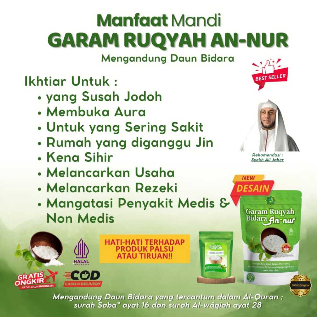 

Garam Rukyah Bidara An-nur 500gr - Sudah di Asma || Bisa Dipakai Mandi