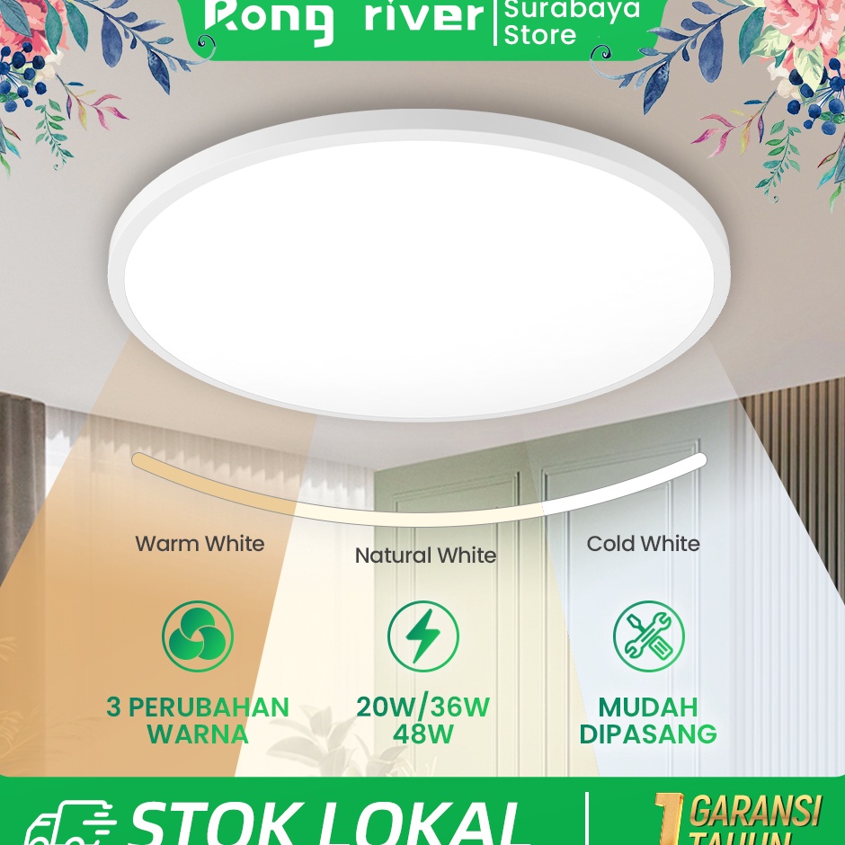 KODE Y45F Surabaya 3Warna 48W 36W 2W Lampu Plafon MinimalisLampu LED KamarLampu DownlightLampu Plafo