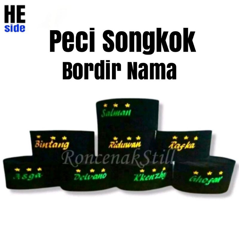 Peci / Songkok Hitam Anak Free Bordir Custom Nama