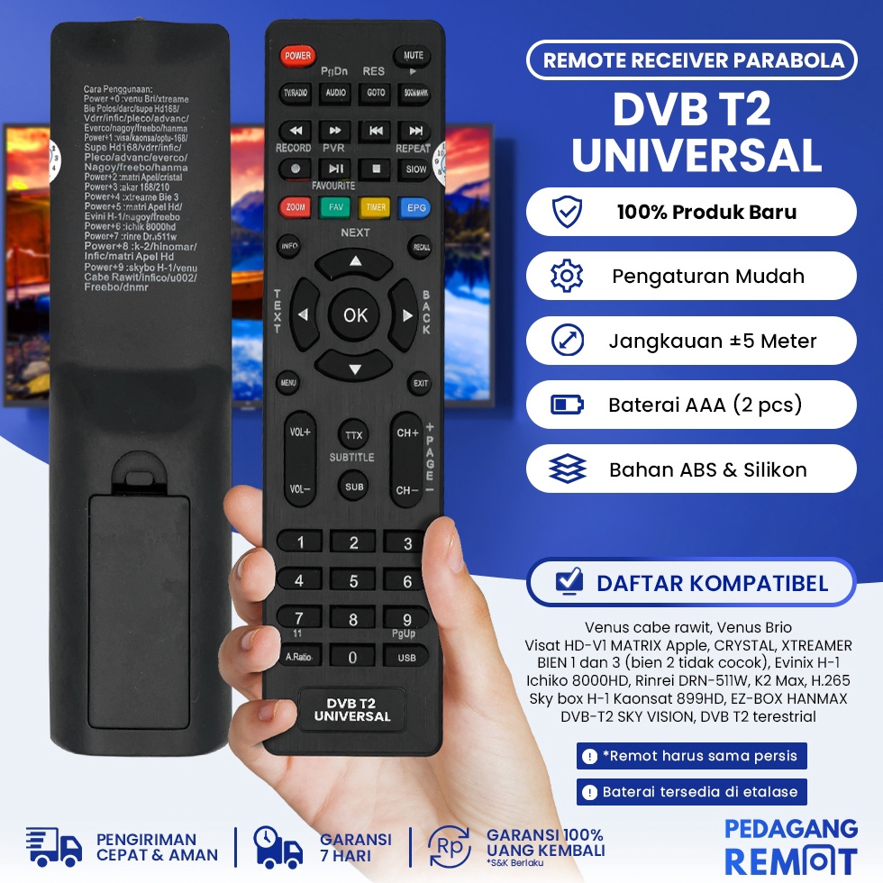 TERMURAH Remot Remote STB DVB T2 Receiver Parabola Venus Brio