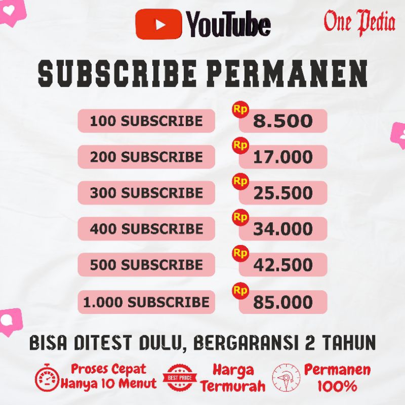 Subscriber Youtube Real Aktif Permanen Bisa DiTest Dulu Bergaransi 2 Tahun