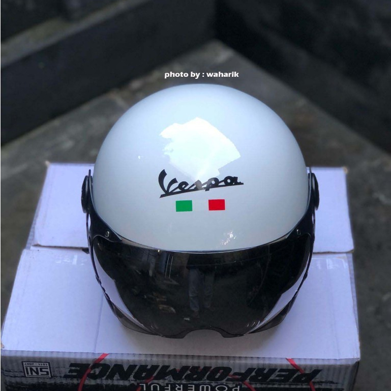 helm vespa retro + kaca bogo visor original