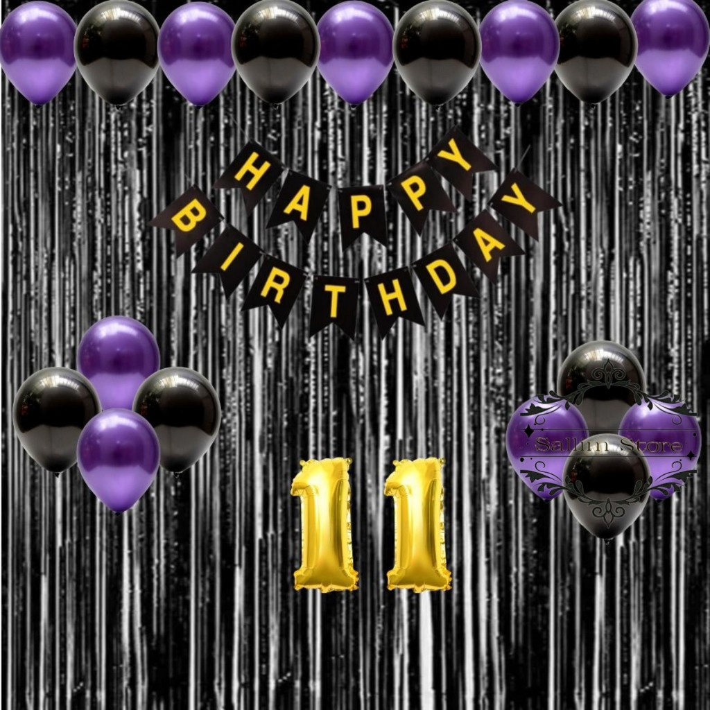 Paket Set Dekorasi Ulang Tahun Balon Metalik Backdrop Happy Birthday Party Anak & Dewasa Simple