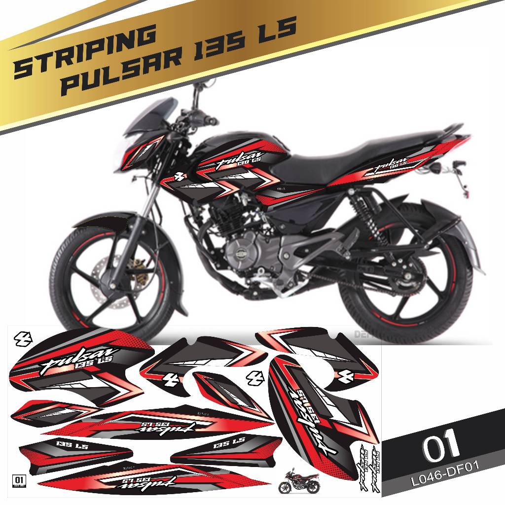 Stiker striping Decal Bajaj Pulsar 135 LS 2010-2012 Semifullbody Variasi DF01