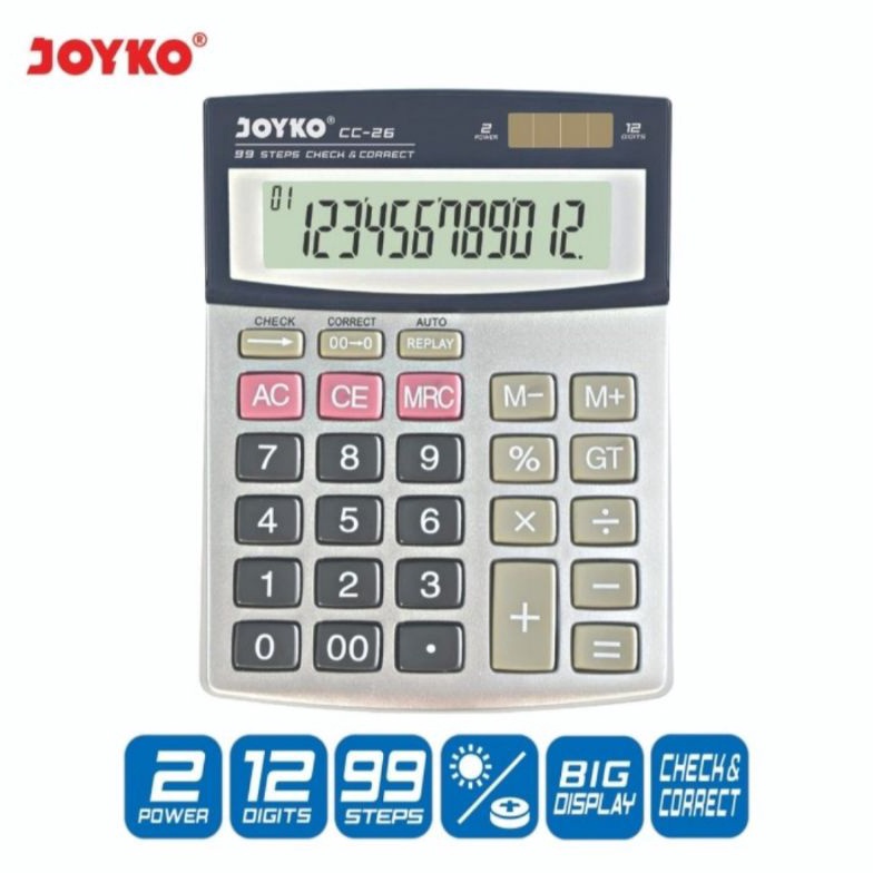 

PAKET HEMAT Kalkulator JOYKO CC 26 Original Calculator Check Correct Bisa Cek Ulang CC26