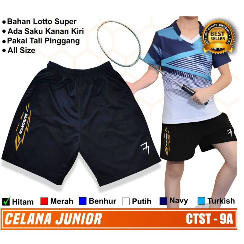 Celana pendek anak laki-laki perempuan bulutangkis / Celana bawahan anak junior usia 5-10 tahun olah