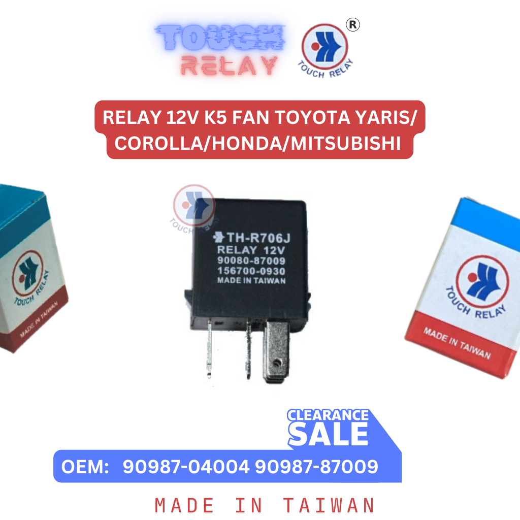 RELAY 12V K5 FAN TOY YARIS/ CORLA/HNDA/MIT OEM 90987-04004 90987-87009 TOUCH RELAY