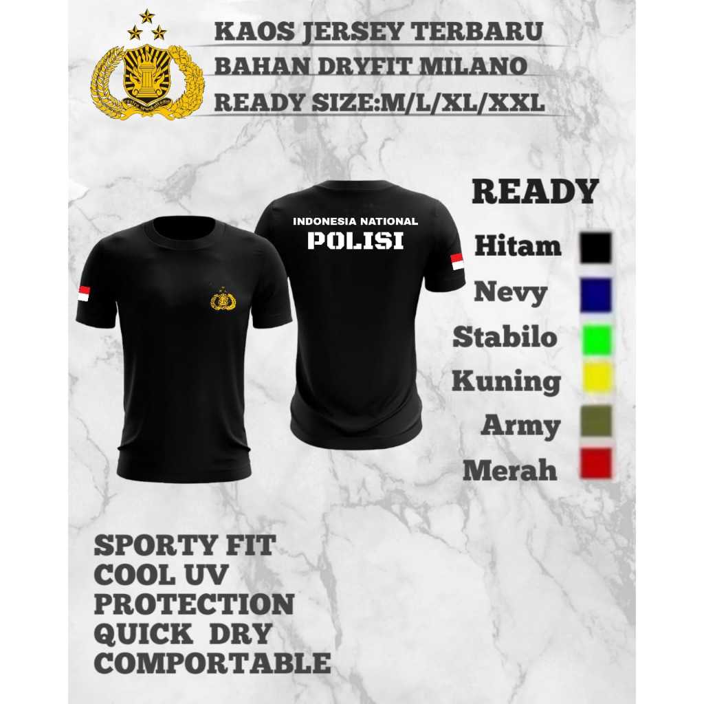 kaos polos polisi /kaos jersey polisi /bahan dryfit milano