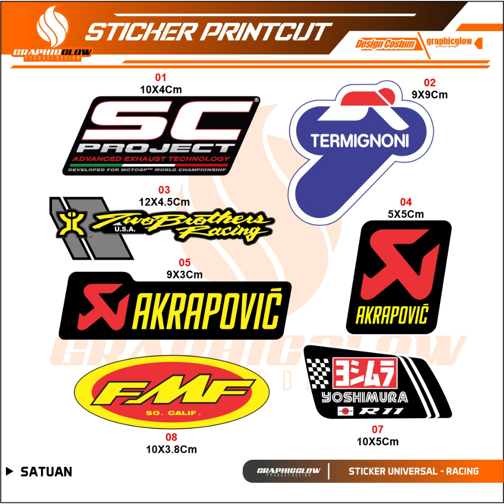 STICKER LOGO KNALPOT MOTOR STIKER GSX CBR R1 R25 R15 KTM DUCATI LEM KUAT TAHAN PANAS (HARGA PER PCS)