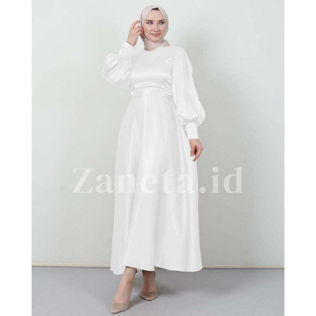 Gamis SHAFIRA Gaun Muslim Gaun Baju Wanita A Line Bodycon Maxi Casual Style Dres Gamis Tangan Balon 