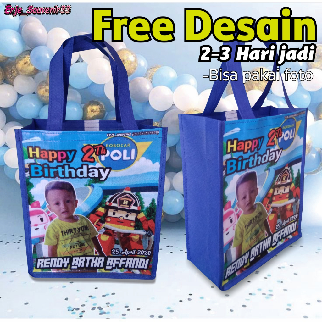

Tas Ultah Anak Custom / Tas Ulang Tahun Anak / Goodie Bag Ultah Anak