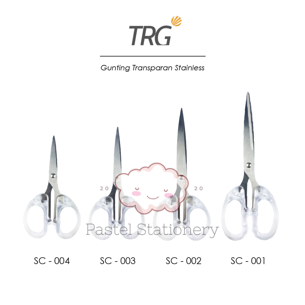 

TRG Gunting Transparan Stainless Scissors Pemotong Kertas Kuat Tajam SC-001 ~ SC-004 TRG