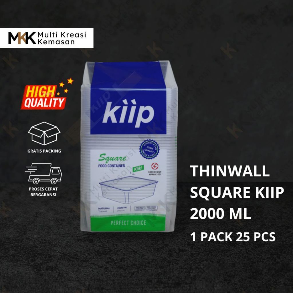 Thinwall SQUARE KIIP 25PCS 2000ML Kotak makan - Kotak plastik - Wadah Box Penyimpanan Makan