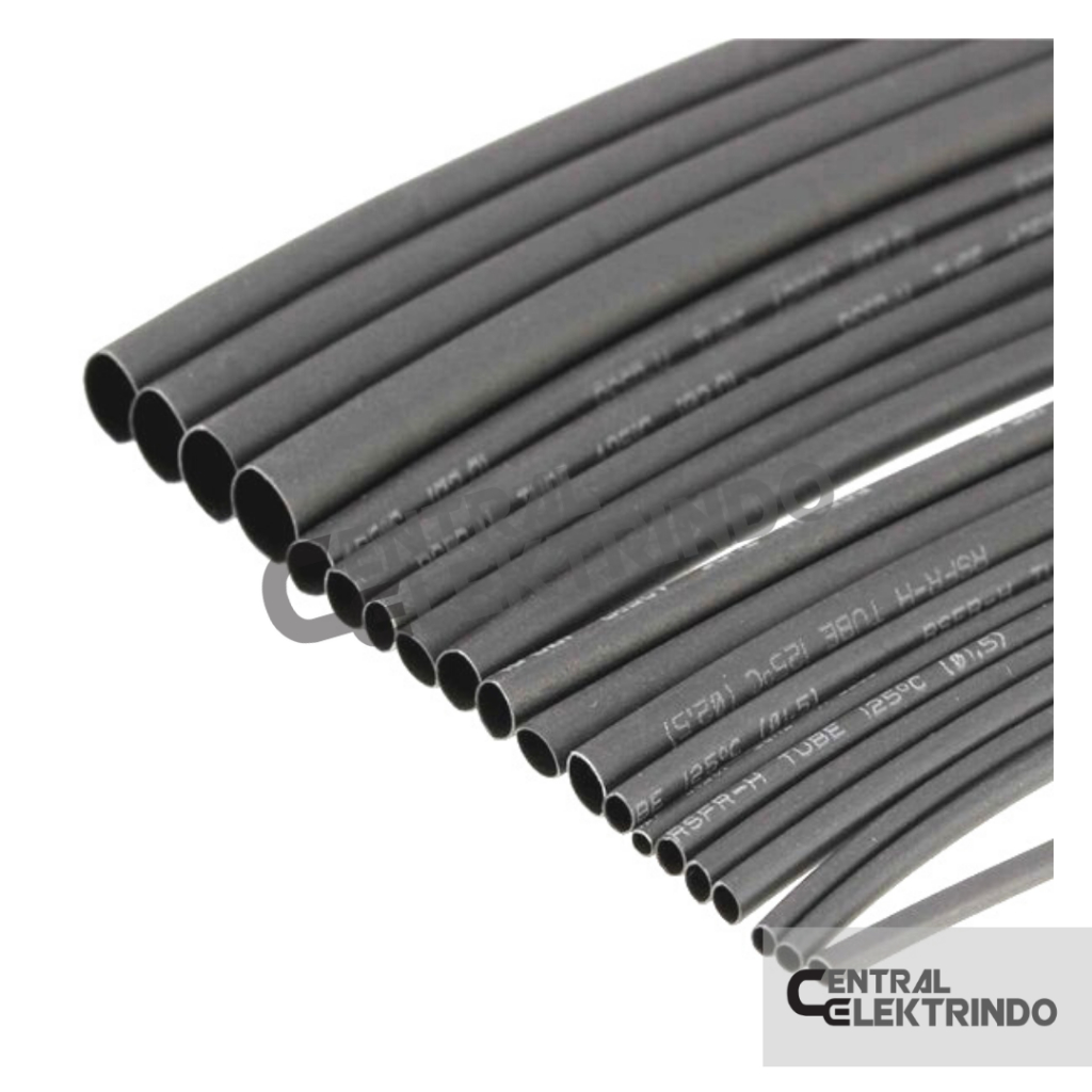 OK Selongsong Bakar Heat Shrink Tube Selang Isolasi Bakar 10m Hitam Kecil / 5m Hitam Besar ukuran