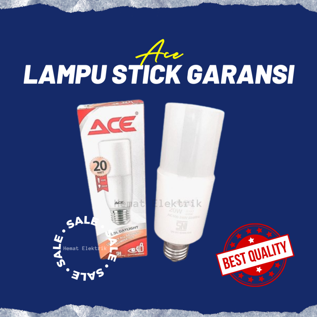 Lampu Bohlam LED Stick ACE 5 10 15 20 Watt Garansi 1 Tahun