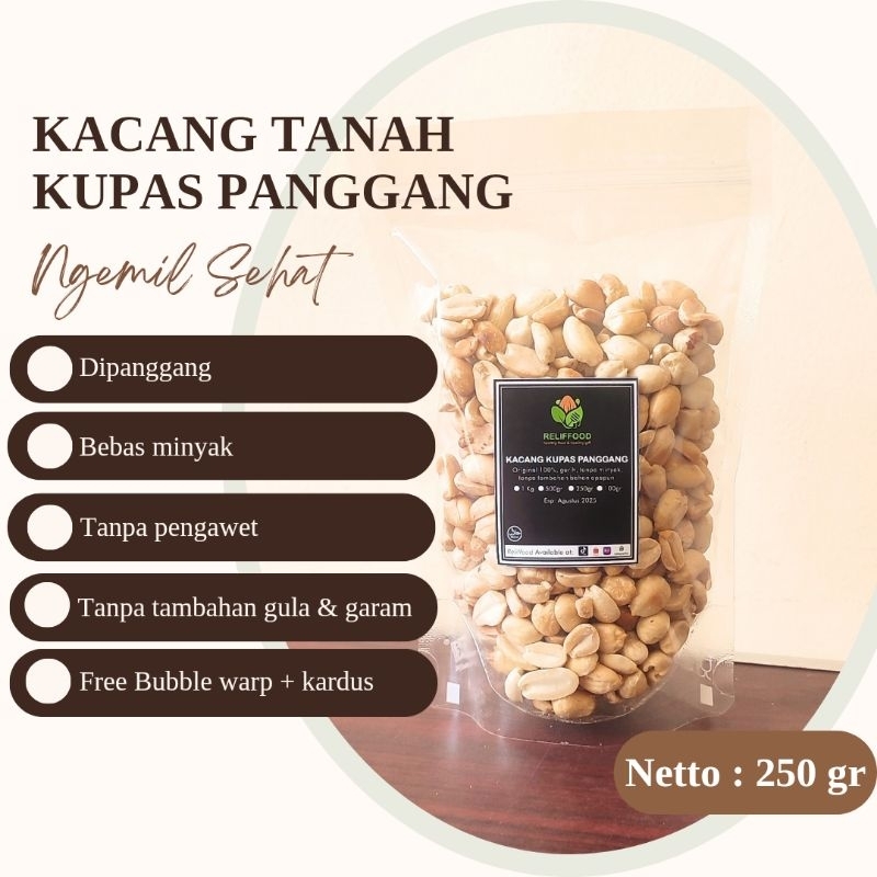 

KACANG TANAH KUPAS PANGGANG 250 GRAM SIAP MAKAN - PREMIUM ROASTED PEANUT