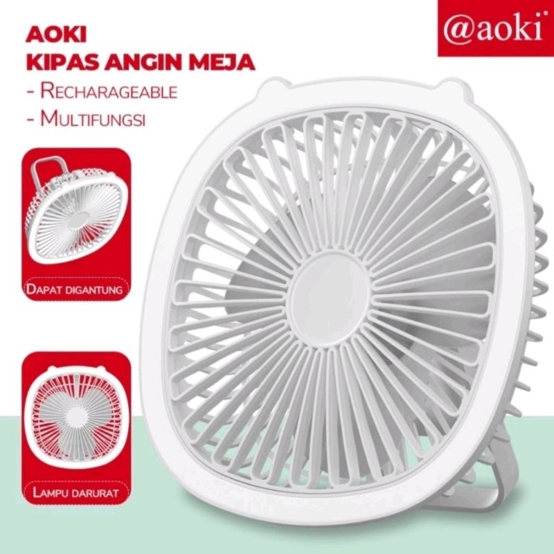 Kipas Angin Emergency Aoki AF809Plus kipas meja + lampu