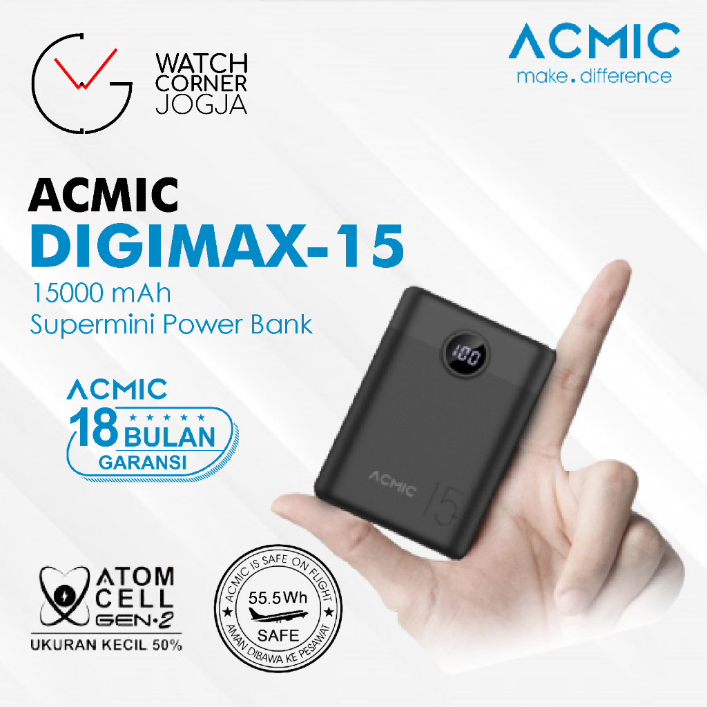 ACMIC DIGIMAX SuperMini Digital 15000mAh Power Bank (QC4 + PD + VOOC)