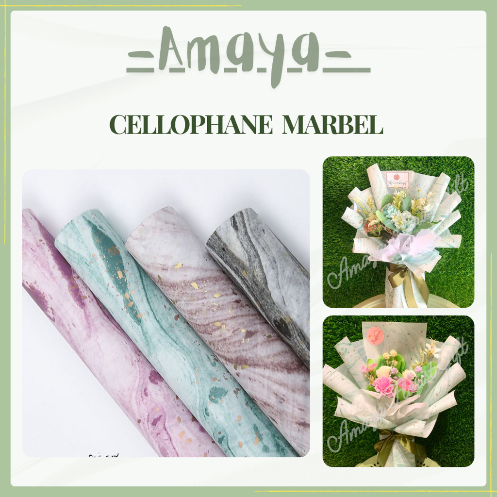 

Cellophane Kertas Wrapping Buket Kado Hadiah Marbel per Lembar