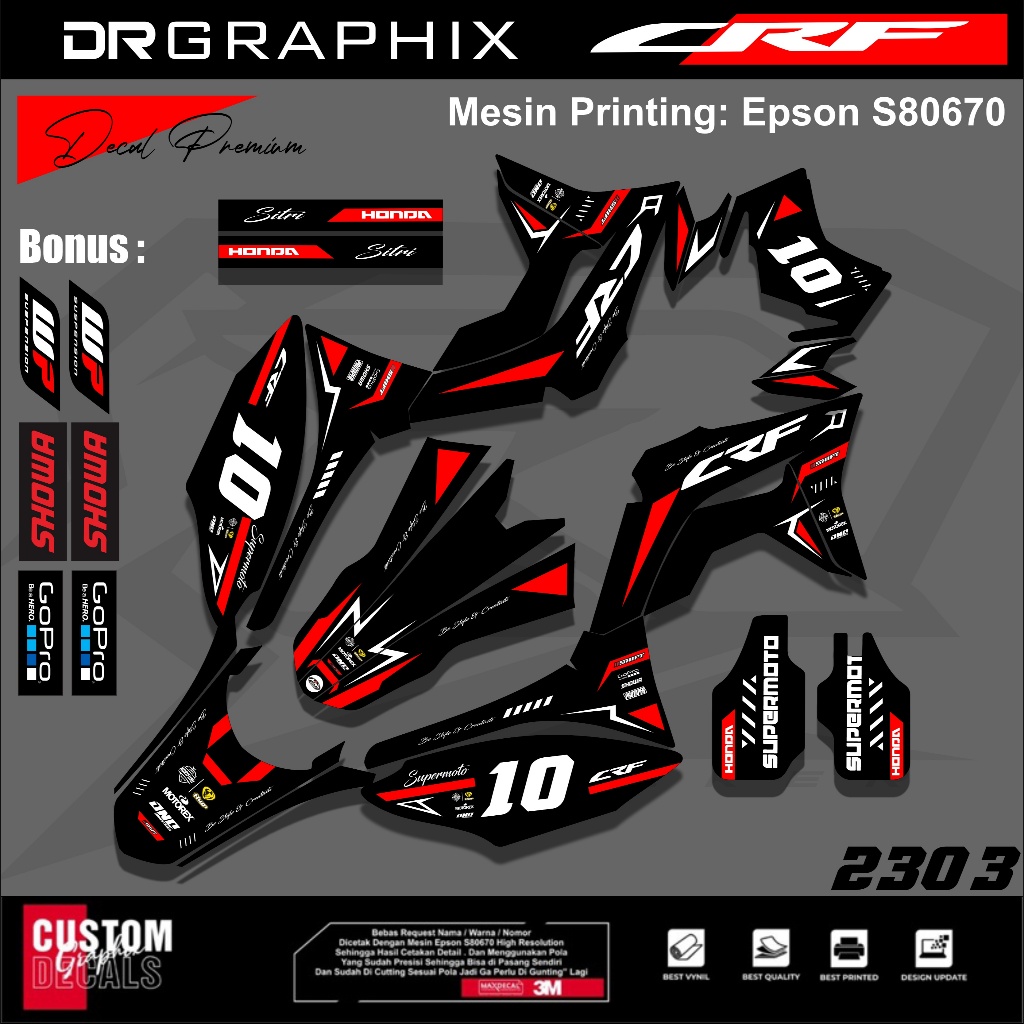 Decal Crf Hitam Merah Full Body Decal Crf Supermoto Full Body Decal
