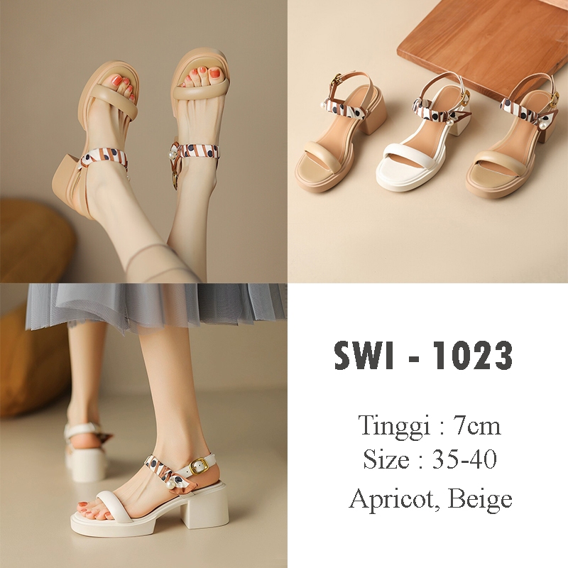 SWI 1023 - APRICOT DAN BEIGE-WEGDES WANITA IMPORT 7CM-WEDGES SIMPLE