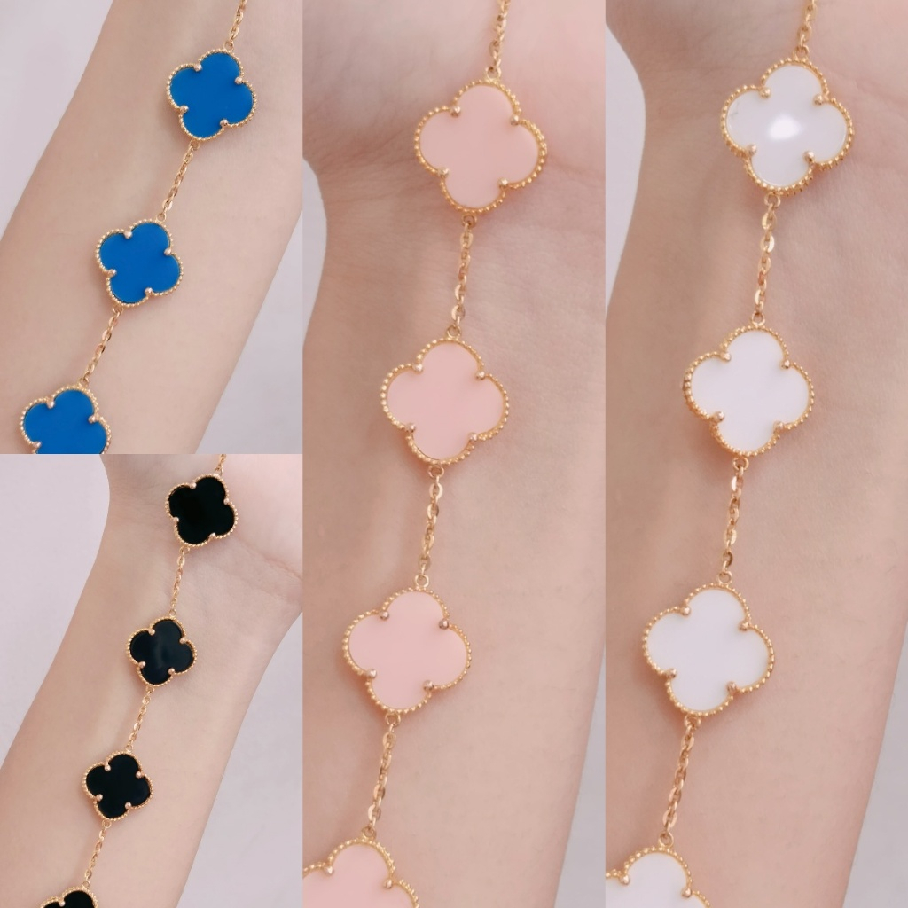 GELANG RANTAI VANCLF CLOVER BESAR CANTIK EMAS ASLI