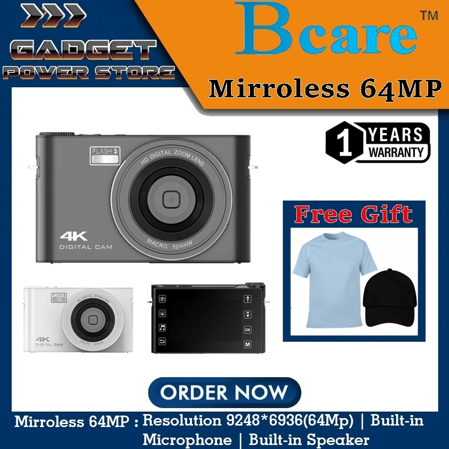 Bcare Mirrorless Digital Camera 64MP 4K Kamera Digital Original