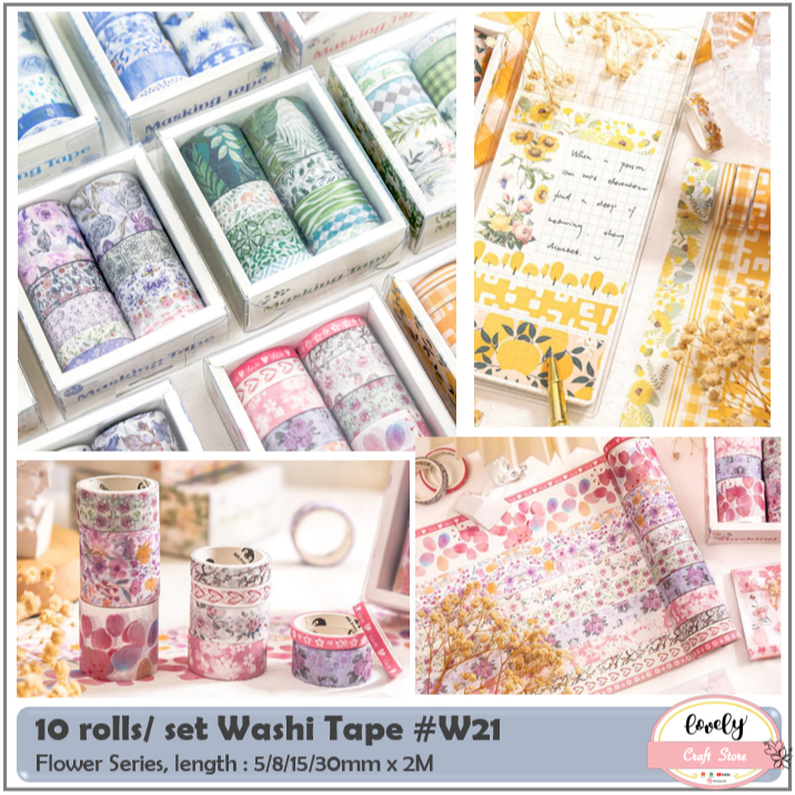 

LovelyCraftStore | W21 Washi Tape ~ 10pcs/set Retro washi tape vintage Masking Tape Selotip kertas isolasi stiker Journal scrapbook diy