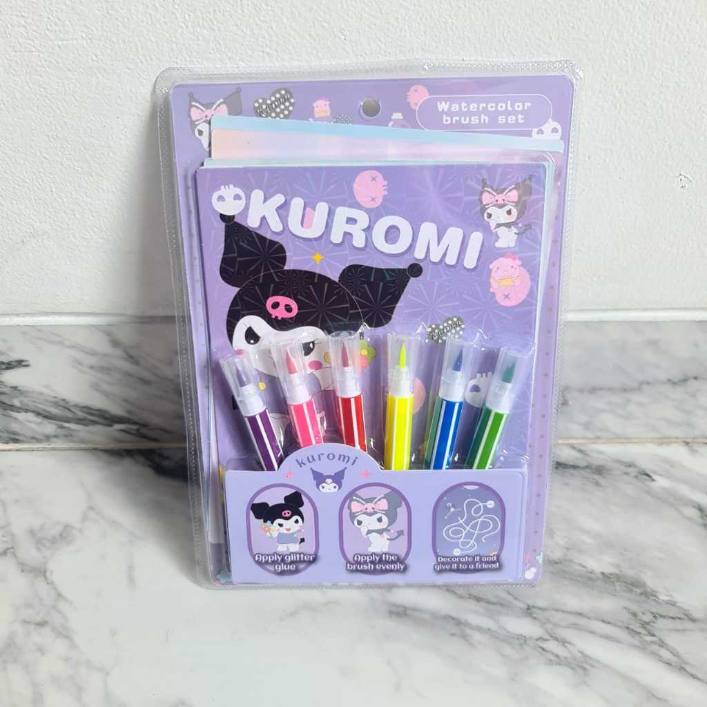 

mg paint set Buku gambar karakter / Buku mewarnai free WATER color Brush pen premium / paint set