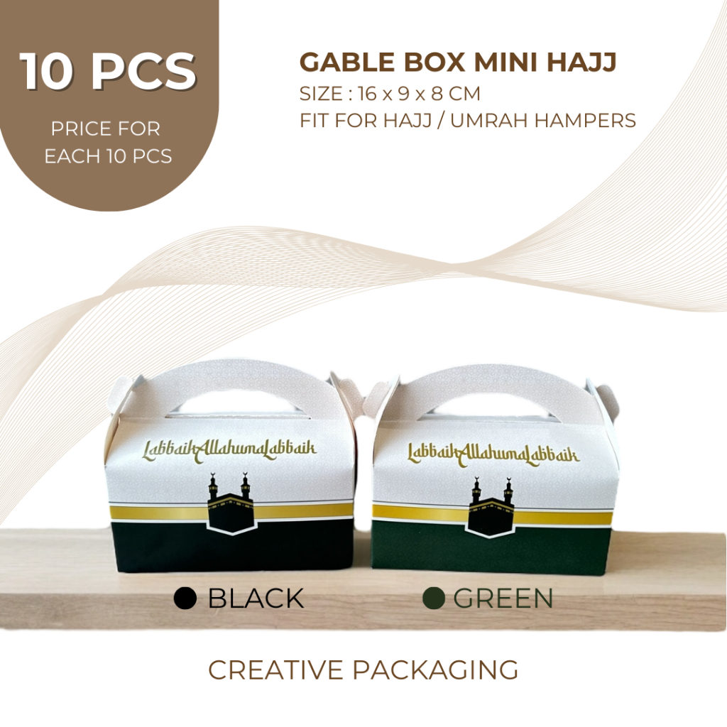 

Creative Packaging - [10 PCS] Gable Box Mini Hajj / Hajj Hampers / Umrah hampers / haj umrah souvenir / idul adha box