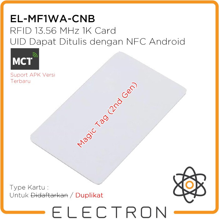 

RFID 13.56 MHz 1K Card Android Rewritable UID NFC Writable Clone Copy kartu Akses Mifare Classic Tools MCT