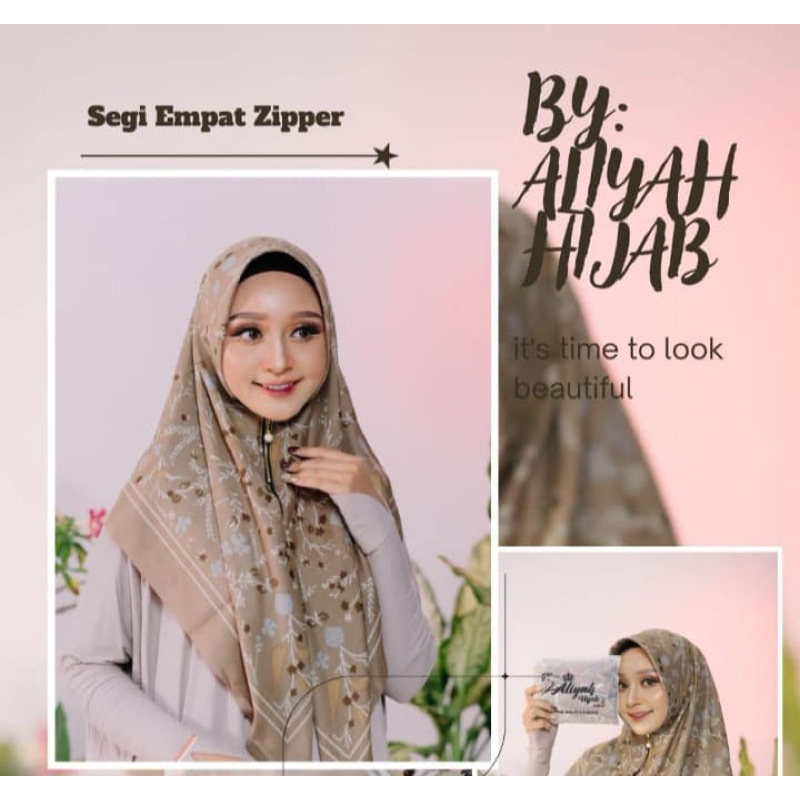 Segiempat Motif Instan Resleting Dagu / Hijab Zipper Motif Segiempat Instan