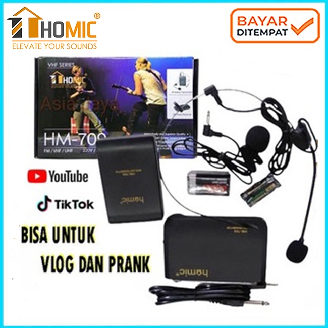 Mic wireless Mic Senam Mic imam masjid kancing jepit bando Homic HM 709