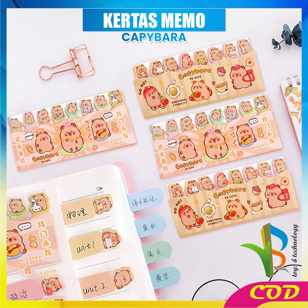 

RB-A95 Sticky Notes Motif Capybara Lucu 8 Baris Pembatas Buku Karakter / Kertas Memo Kapibara Catatan Penanda Buku Stick Note Stationery