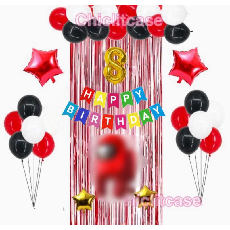 Dekorasi ulang tahun among us tirai