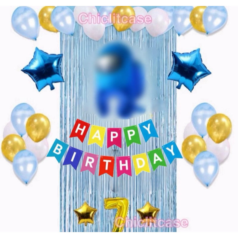 Dekorasi ulang tahun among us tirai