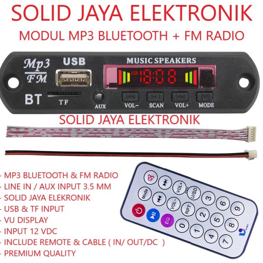 MODUL MP3 BLUETOOTH PLUS FM RADIO VIRE KIT MODUL MP3 BT KIT MP3 KIT PEMUTAR LAGU MP3 USB PLAYER BLUE