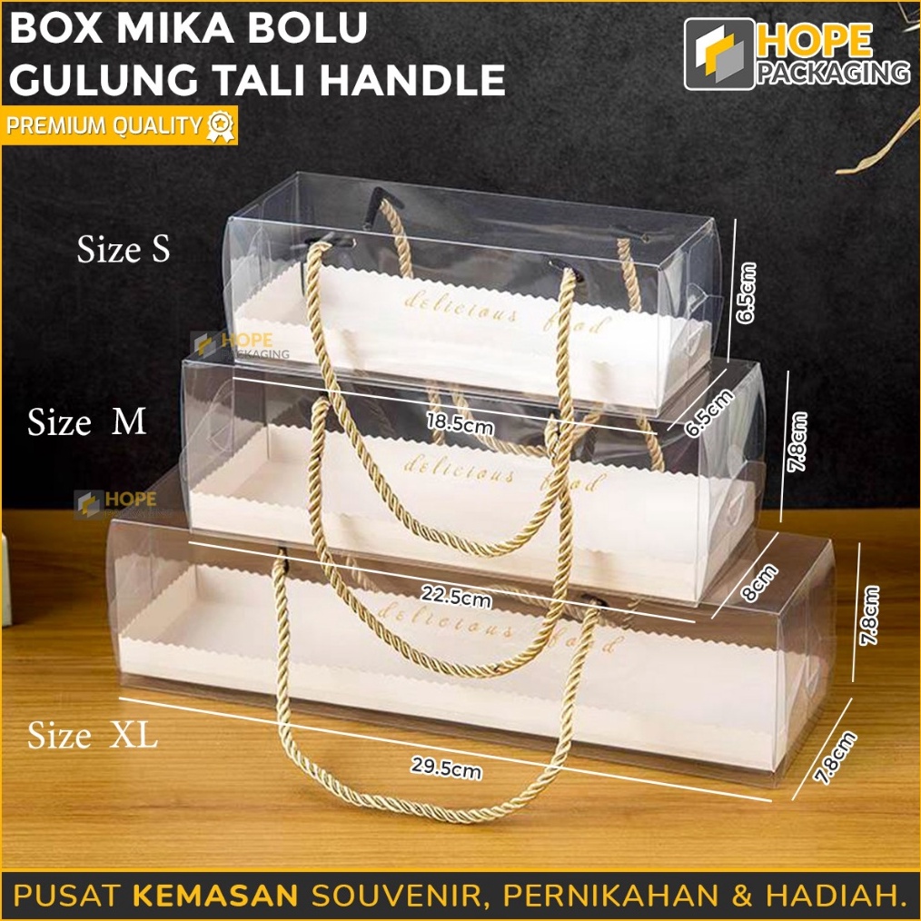 

EKSTRA PROMO Box Mika Bolu Gulung Roll Cake Tali Kotak Roll Cake Tart Box Kue Hampers Mika Handle Tali Gold Dus Mika Transparan Box Mika Kue Mika Bolu Gulung