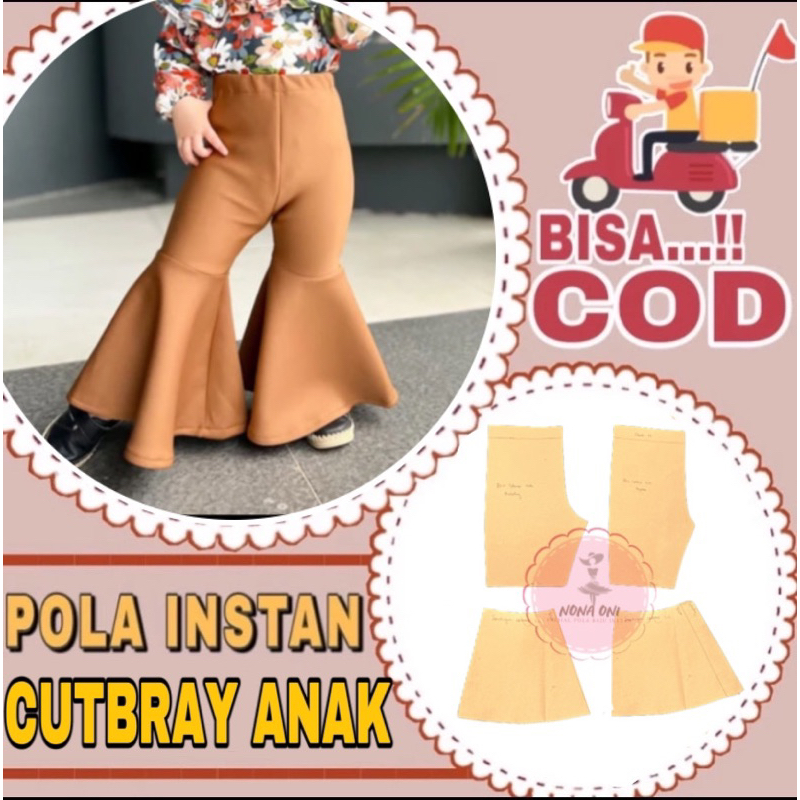 BISA COD✔️ Pola instan celana cutbray anak - pola jahit celana anak - pola jiplak celana anak