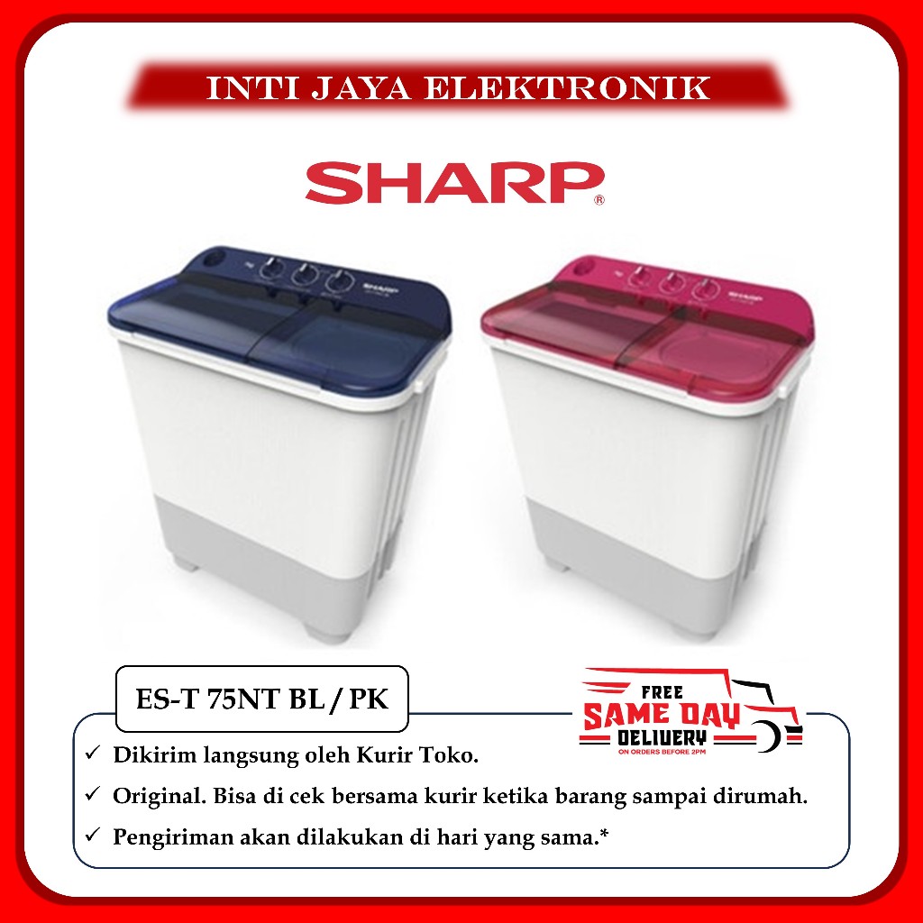 MESIN CUCI SHARP 2 TABUNG SHARP EST 75 NT EST 75NT EST75NT 7KG 7 KG LOW WATT TERMURAH