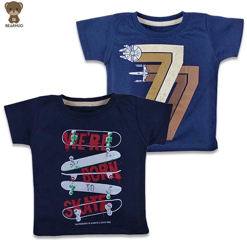 KODE J88W Bearhug Atasan Kaos Bayi LakiLaki Printing ATCO Navy 618 Bulan