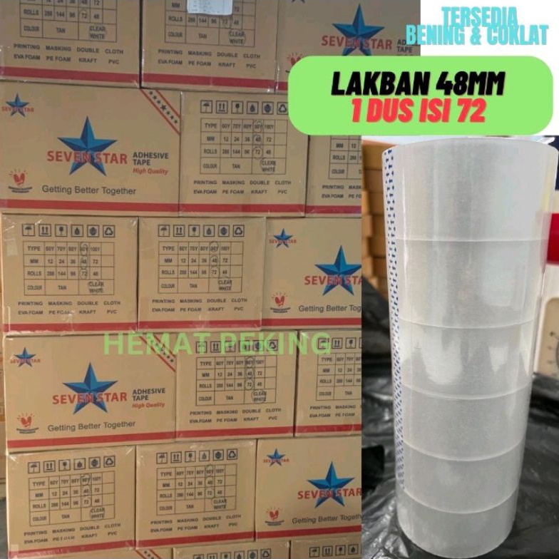 

Lakban 48mm 1 dus isi 72 roll 9 yard Bening Coklat x YI9