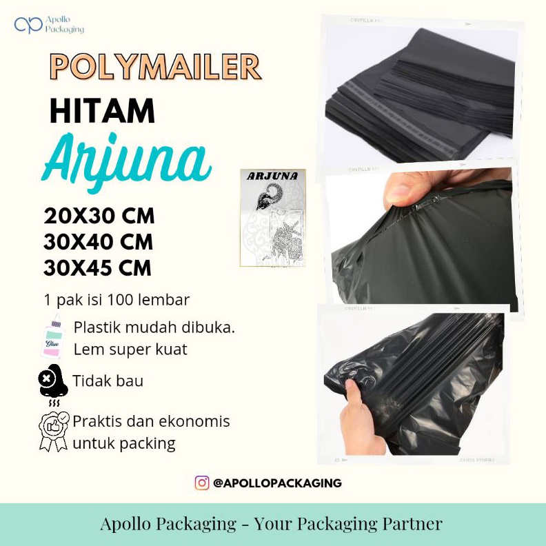 

ARJUNA Plastik Packing Polymailer Hitam 3x4 cm k AP9