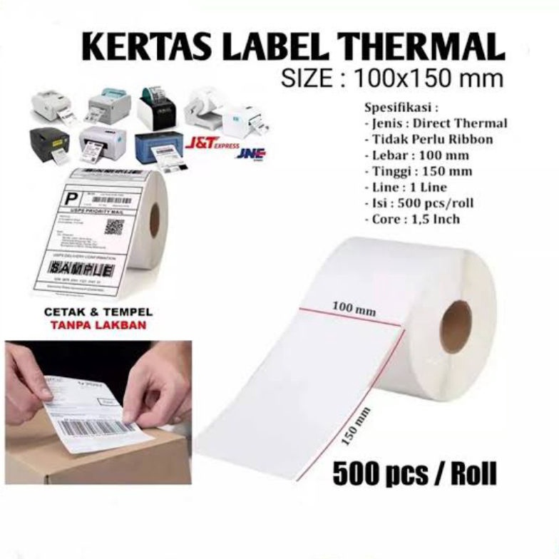 

label kertas resi stiker thermal 1x15 5pcs roll murah y Q5D6