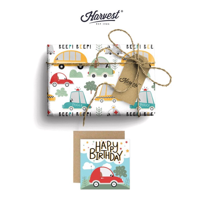 

KHUSUS Paket Kertas Kado Kartu Ucapan Harvest Wrap Kit Playground Car